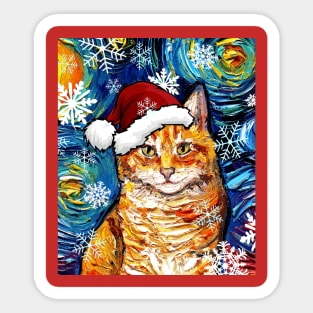 Orange Tabby Santa Sticker